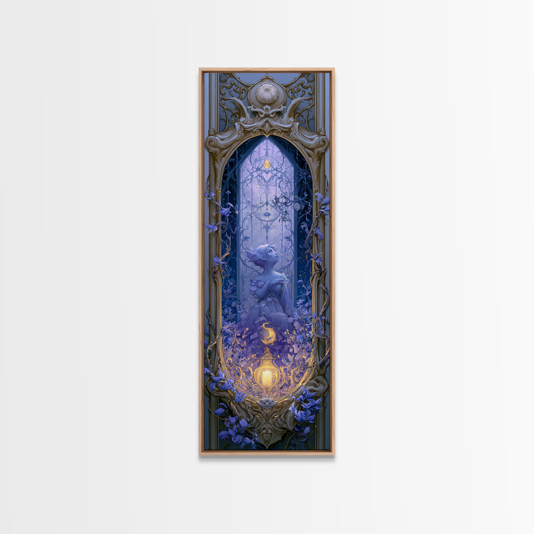 Magic Mirror Framed by Vines and Thorns Canvas Print, Fairy Tale Art, Modern Decor, Living Room Decor, Fine Art, Storybook, FTA-1x3-49