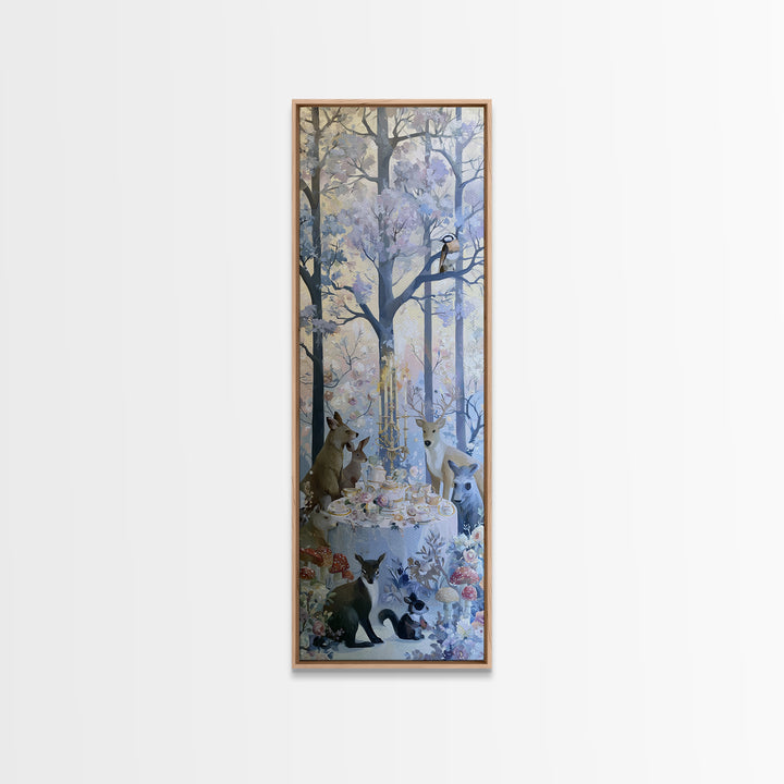 Woodland Tea Party Canvas Print, Fairy Tale Art, Princess Wall Art, Living Room Decor, Oil Painting, Storybook, Fine Art Print, FTA-1x3-55