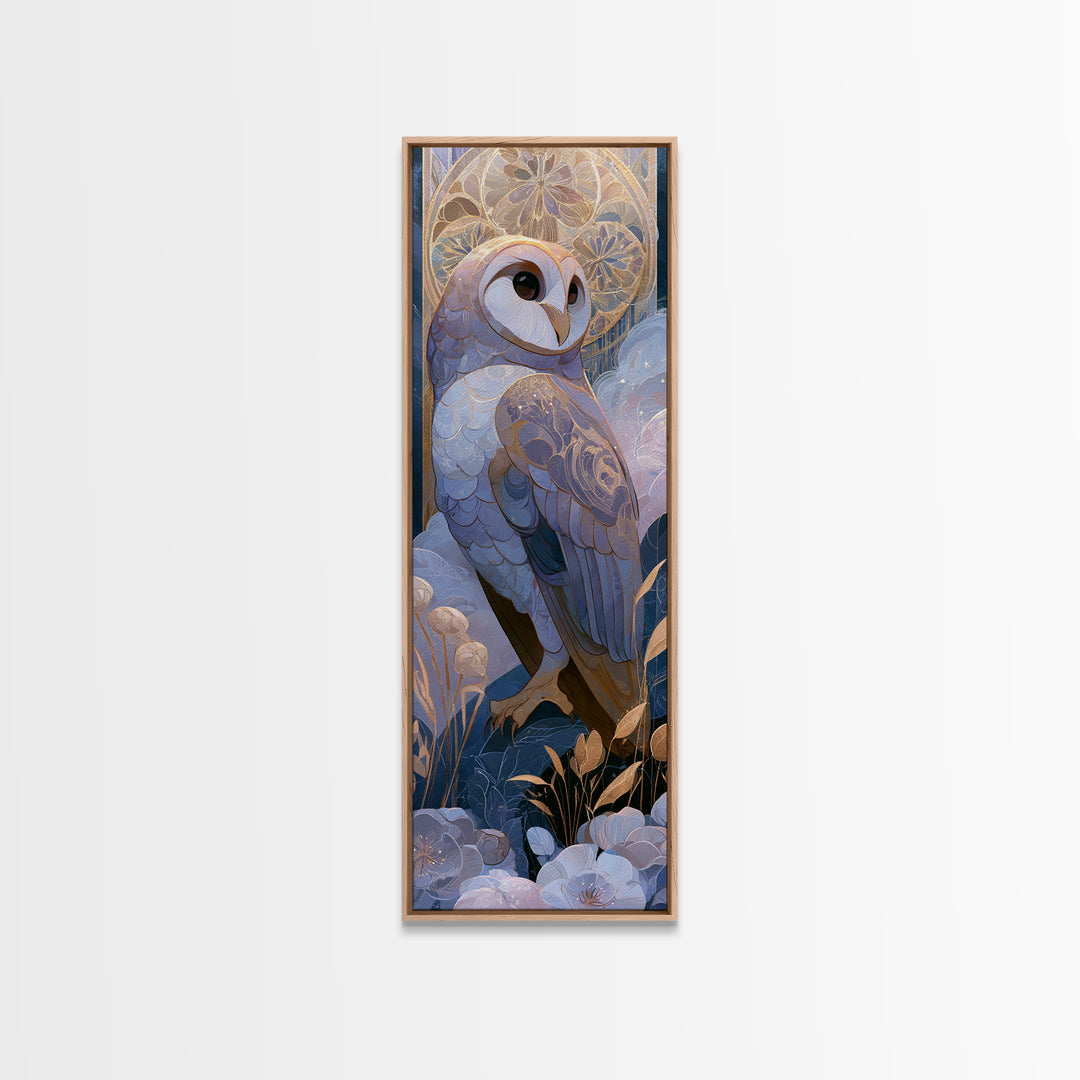 Owl Messenger Carrying a Tiny Ribbon Canvas Print, Fairy Tale Art, Wall Decor, Living Room Decor, Fine Art, Storybook, FTA-1x3-77