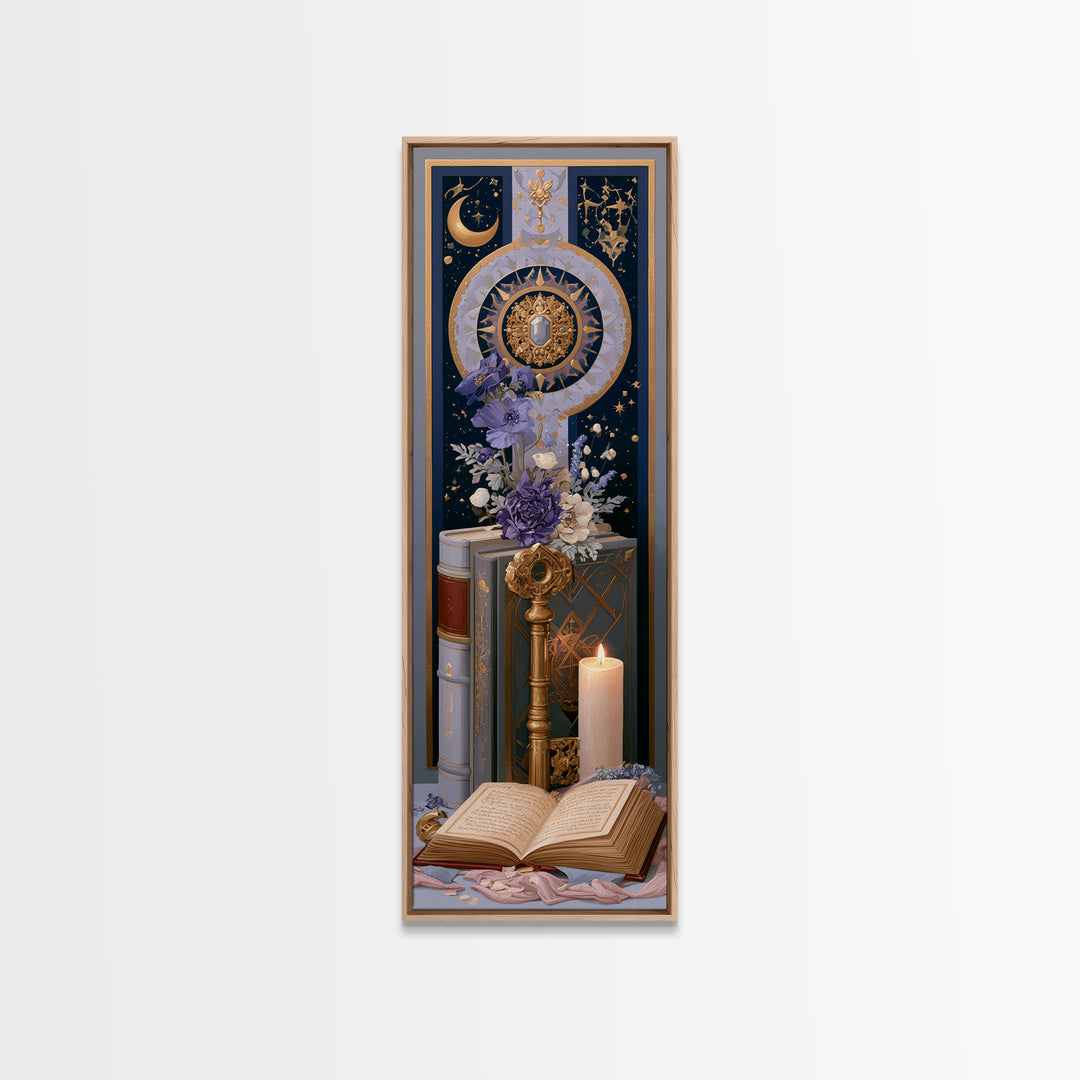 Golden Key and Enchanted Book Still Life Canvas Print, Fairy Tale Art, Printable Wall Art, Living Room Decor, Storybook, FTA-1x3-93