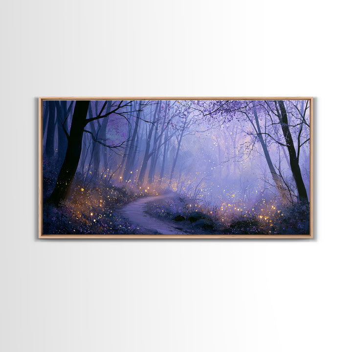 Enchanted Forest Path Glowing Canvas Print, Fairy Tale Art, Art Deco, Living Room Decor, Fine Art, Storybook, Whimsical Art, FTA-2x1-21