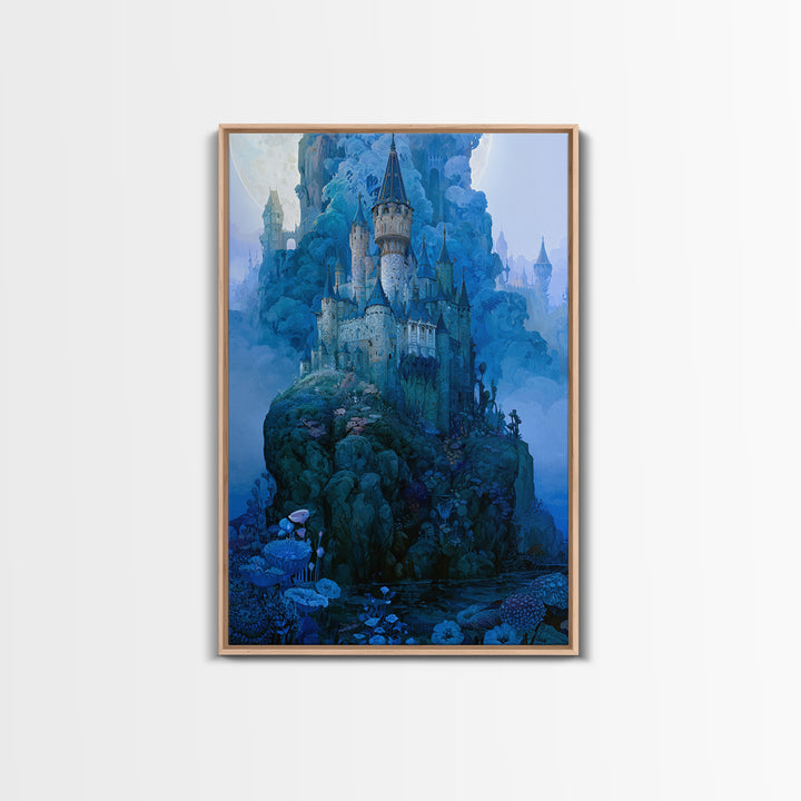 Storybook Castle on a Misty Hill Canvas Print, Fairy Tale Art, Contemporary Art, Living Room Decor, Fine Art, Storybook, FTA-2x3-10