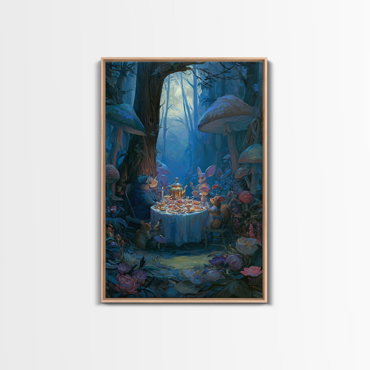 Woodland Tea Party Framed Canvas Print, Fairy Tale Art, Room Decor, Living Room Decor, Fine Art, Storybook, Original Art, FTA-2x3-3