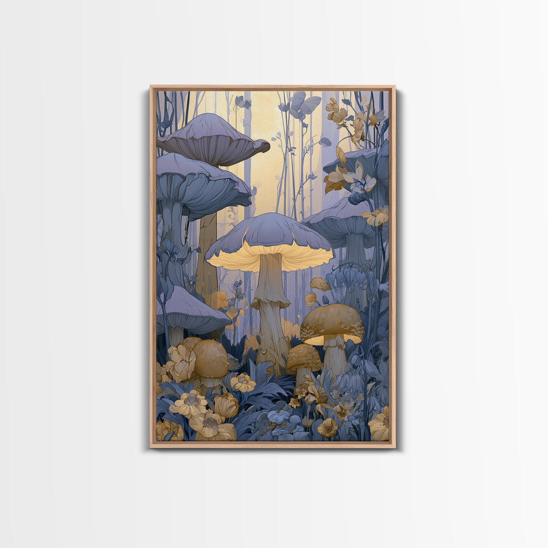 Fairy Ring of Mushrooms and Wildflowers Canvas Print, Fairy Tale Art, Nursery Wall Art, Living Room Decor, Watercolor Art, FTA-2x3-5