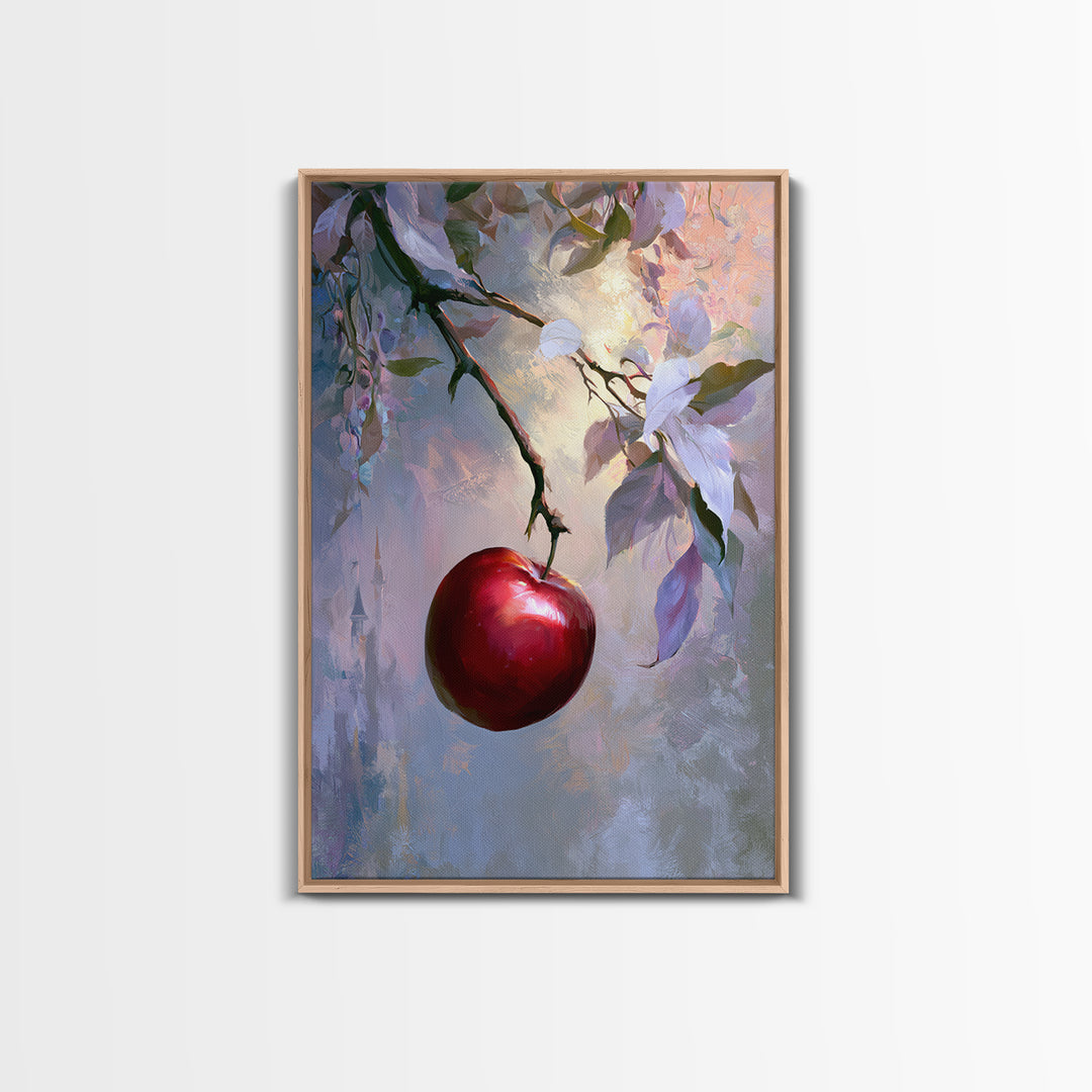 Enchanted Apple with Deep Red Shine Framed Canvas Print, Fairy Tale Art, Wall Decor, Living Room Decor, Fine Art, Storybook, FTA-2x3-52