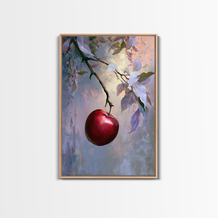 Enchanted Apple with Deep Red Shine Framed Canvas Print, Fairy Tale Art, Wall Decor, Living Room Decor, Fine Art, Storybook, FTA-2x3-52