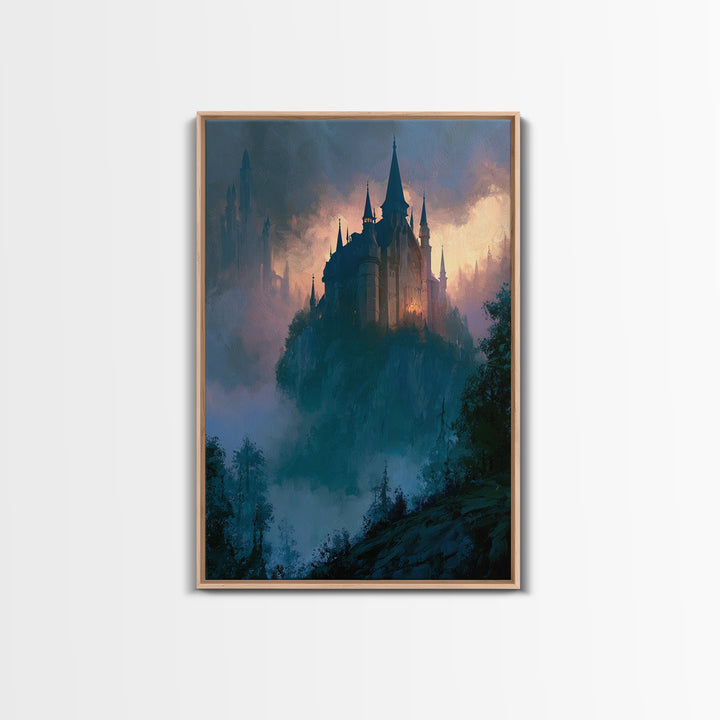 Storybook Castle on a Misty Hill Canvas Print, Fairy Tale Art, Canvas Wall Art, Living Room Decor, Fine Art, Storybook, FTA-2x3-58