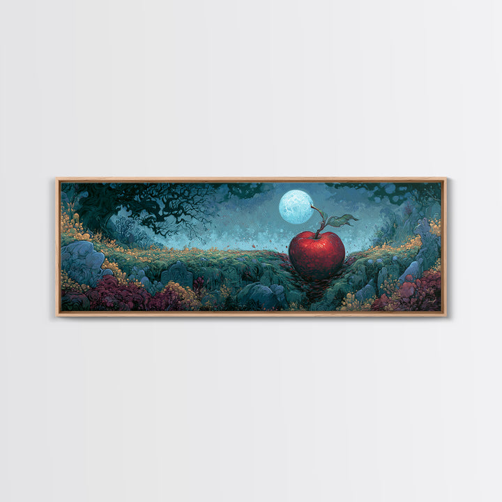 Enchanted Apple with Deep Red Shine Framed Canvas Print, Fairy Tale Art, Art Print, Living Room Decor, Fine Art, Storybook, FTA-3x1-84
