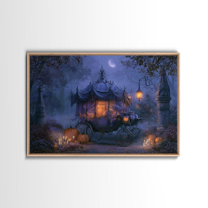Pumpkin Carriage under Midnight Sky Canvas Print, Fairy Tale Art, Minimalist Decor, Living Room Decor, Fine Art, Storybook, FTA-3x2-68