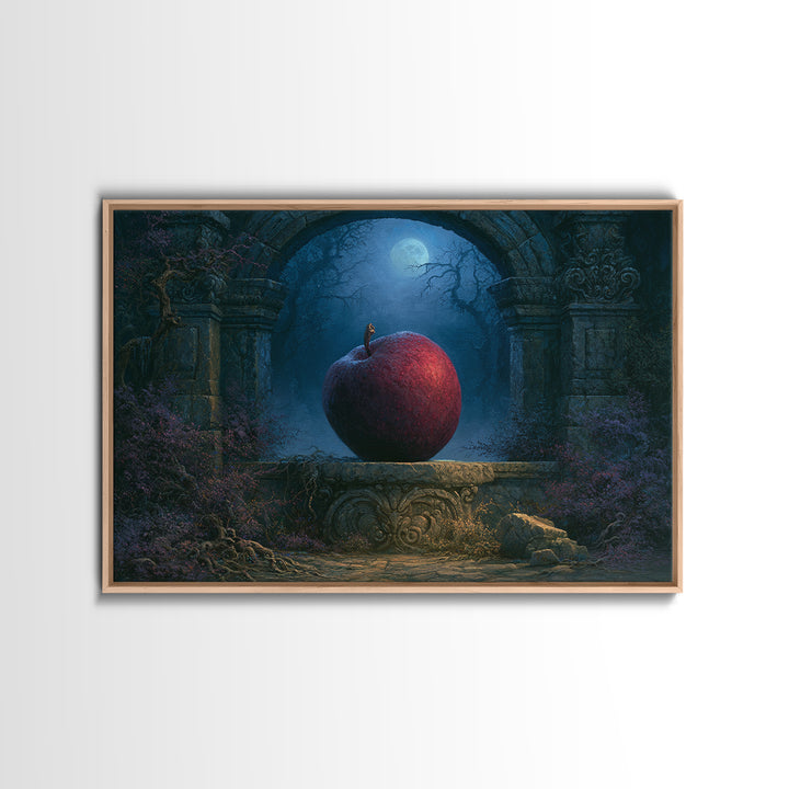 Enchanted Apple with Deep Red Shine Canvas Print, Fairy Tale Art, Contemporary Art, Living Room Decor, Fine Art, Storybook, FTA-3x2-72