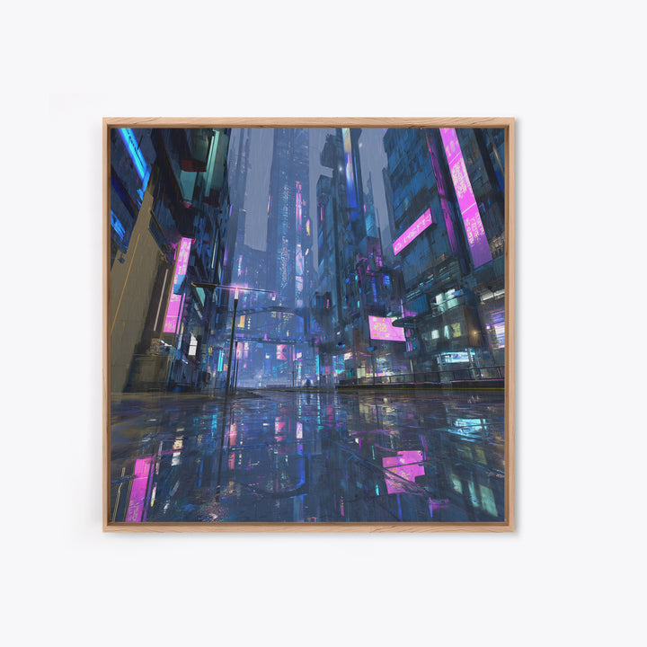 White and Blue Utopian Megastructure Framed Canvas Print, Futuristic Art, Room Decor, Living Room Decor, Fine Art, Future, FUT-1x1-12