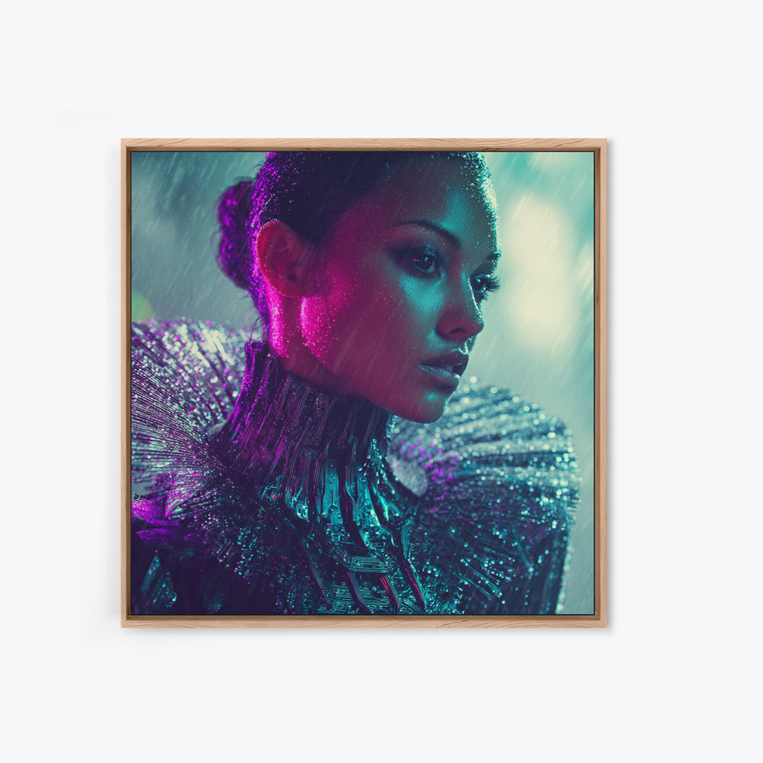 Futuristic Fashion Portrait Canvas Print, Futuristic Art, Digital Art, Living Room Decor, Future, Extra Large Wall Art, FUT-1x1-9