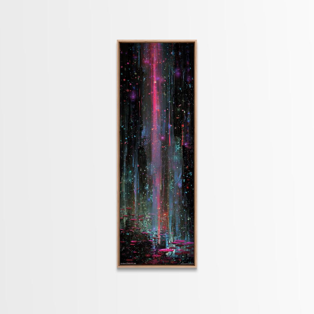 Bioluminescent Garden in a Future Habitat Canvas Print, Futuristic Art, Landscape Art, Living Room Decor, Fine Art, Future, FUT-1x3-16
