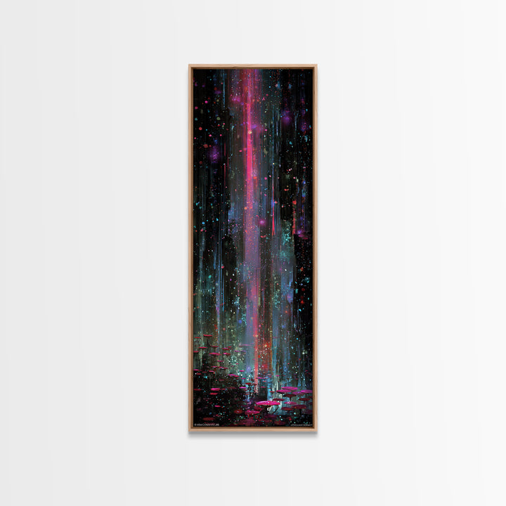 Bioluminescent Garden in a Future Habitat Canvas Print, Futuristic Art, Landscape Art, Living Room Decor, Fine Art, Future, FUT-1x3-16