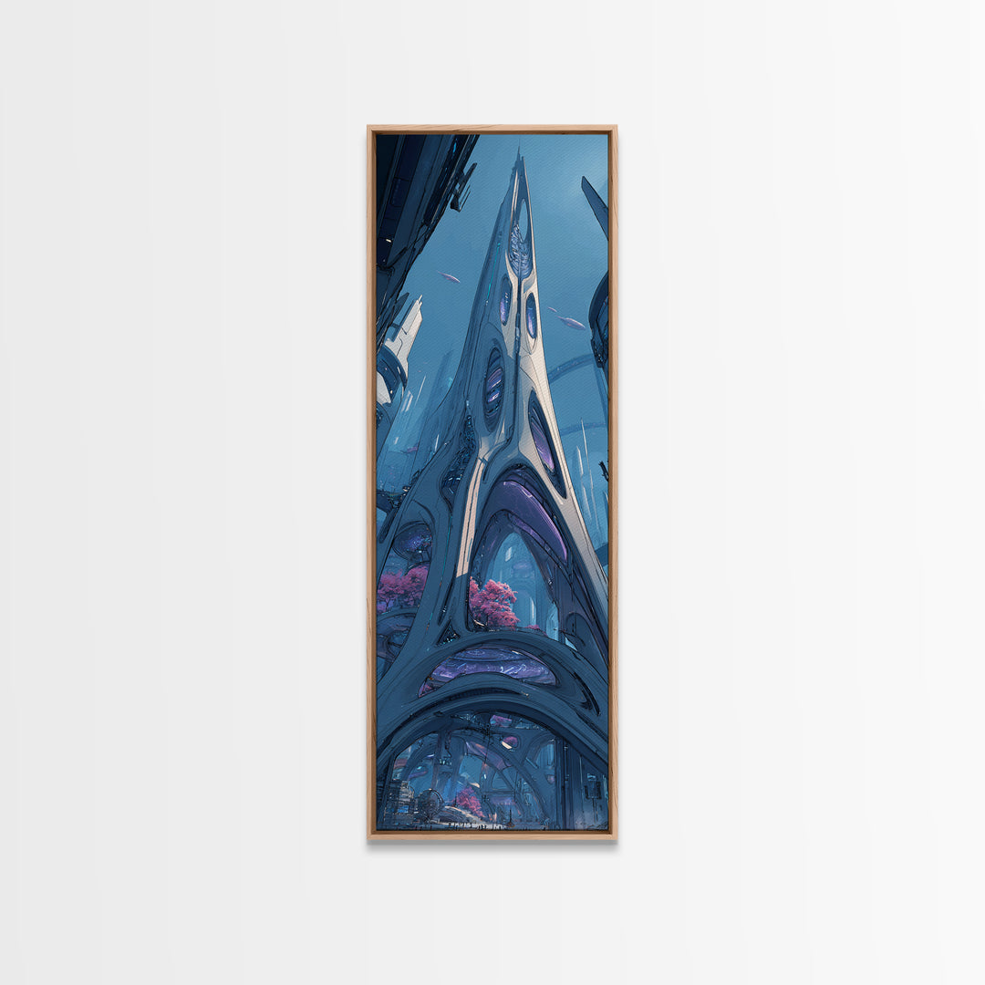 Future Ocean Lab Canvas Print, Futuristic Art, Boho Decor, Living Room Decor, Future, Mid Century Modern, Digital Wall Art, FUT-1x3-27