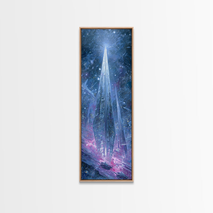 Solar Sail Ship Crossing Star Filled Space Canvas Print, Futuristic Art, Extra Large Wall Art, Living Room Decor, Future, FUT-1x3-77