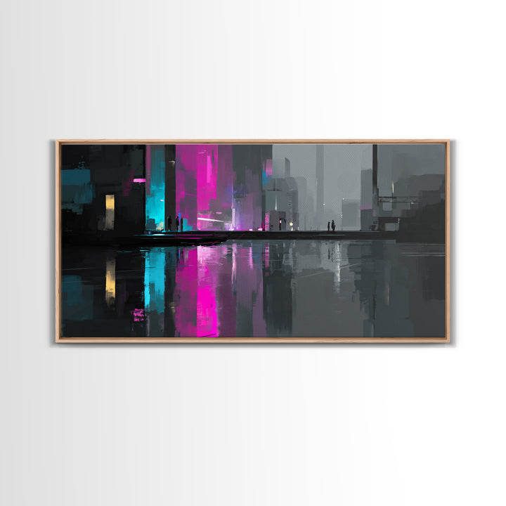 Smooth Titanium Shapes Framed Canvas Print, Futuristic Art, Unique Wall Art, Living Room Decor, Fine Art, Future, FUT-2x1-43