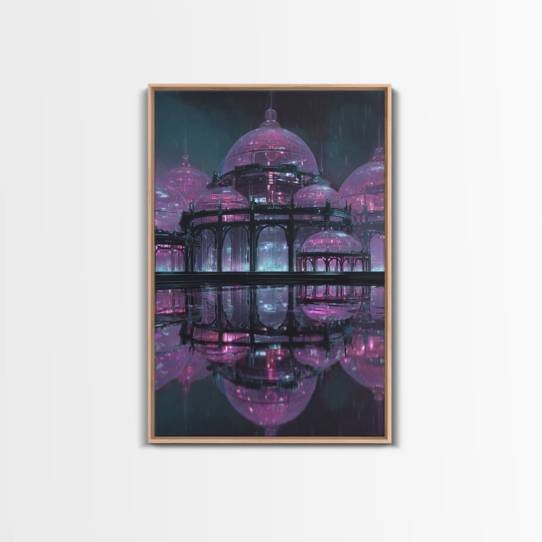 Futuristic Botanical Greenhouse Canvas Print, Futuristic Art, Modern Wall Art, Living Room Decor, Oil Painting, Future, FUT-2x3-50