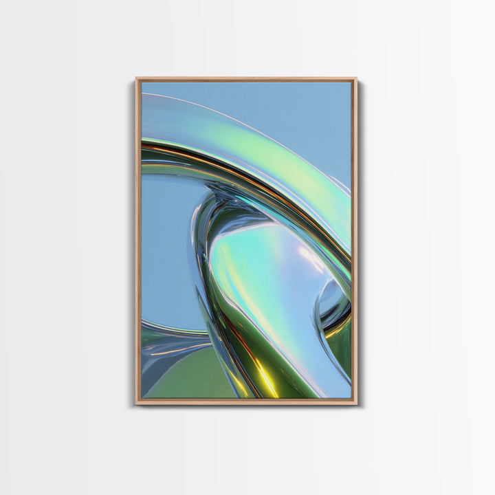 Chrome Abstract Sculpture Framed Canvas Print, Futuristic Art, Modern Wall Decor, Living Room Decor, Fine Art, Future, FUT-2x3-51
