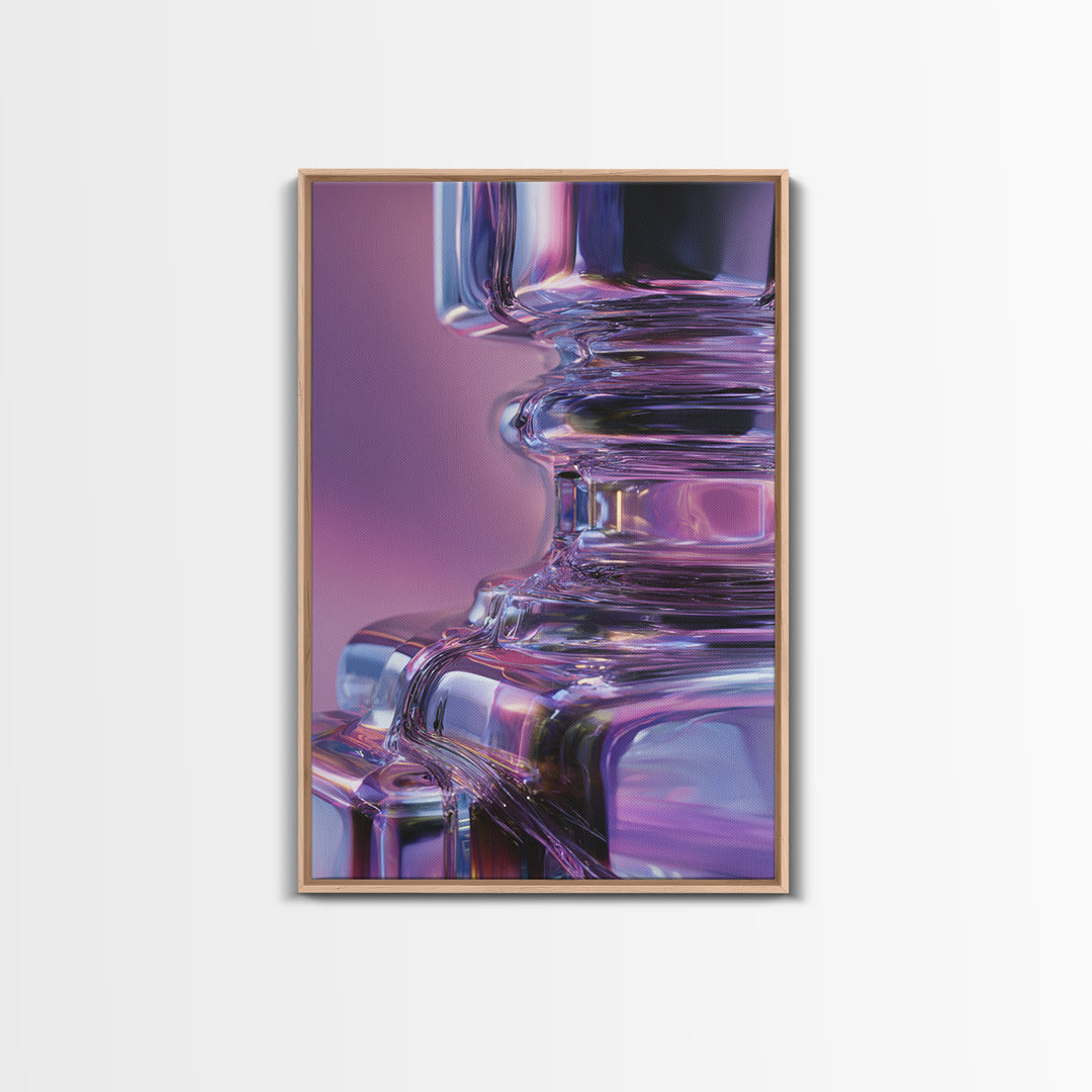 Smooth Titanium Shapes Framed Canvas Print, Futuristic Art, Gallery Decor, Living Room Decor, Fine Art, Future, Wall Decor, FUT-2x3-55