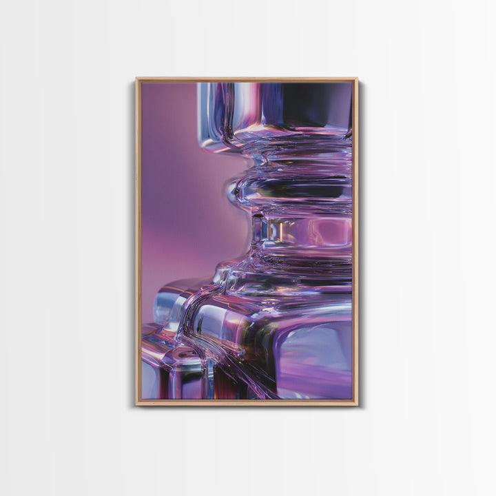 Smooth Titanium Shapes Framed Canvas Print, Futuristic Art, Gallery Decor, Living Room Decor, Fine Art, Future, Wall Decor, FUT-2x3-55