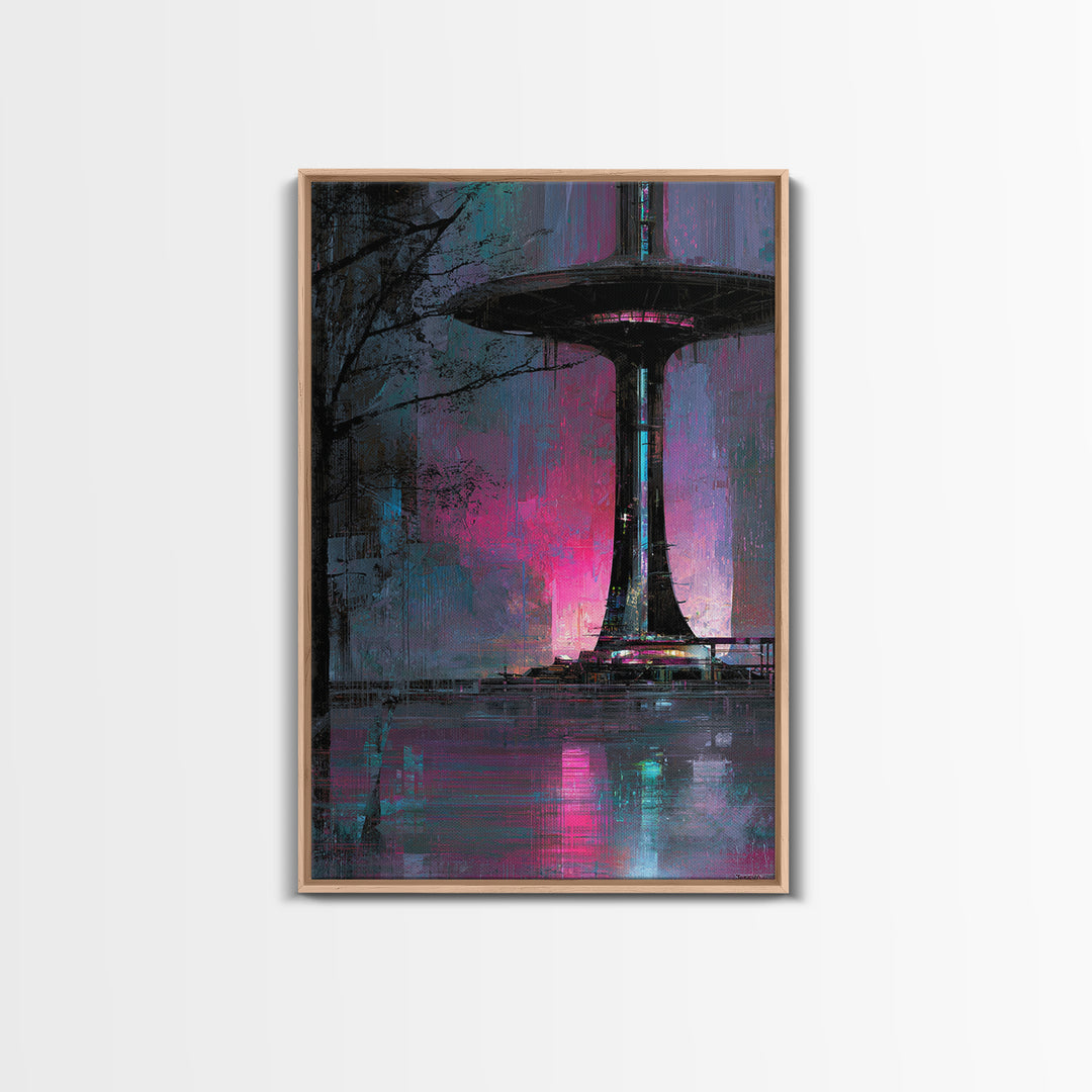 Bioluminescent Garden in a Future Habitat Canvas Print, Futuristic Art, Eclectic Home Decor, Living Room Decor, Future, FUT-2x3-60