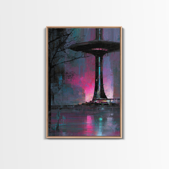Bioluminescent Garden in a Future Habitat Canvas Print, Futuristic Art, Eclectic Home Decor, Living Room Decor, Future, FUT-2x3-60