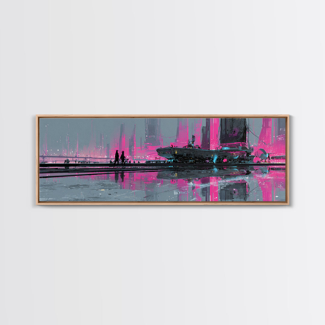 Future Ocean Lab Canvas Print, Futuristic Art, Digital Art, Living Room Decor, Fine Art, Future, Extra Large Wall Art, FUT-3x1-31
