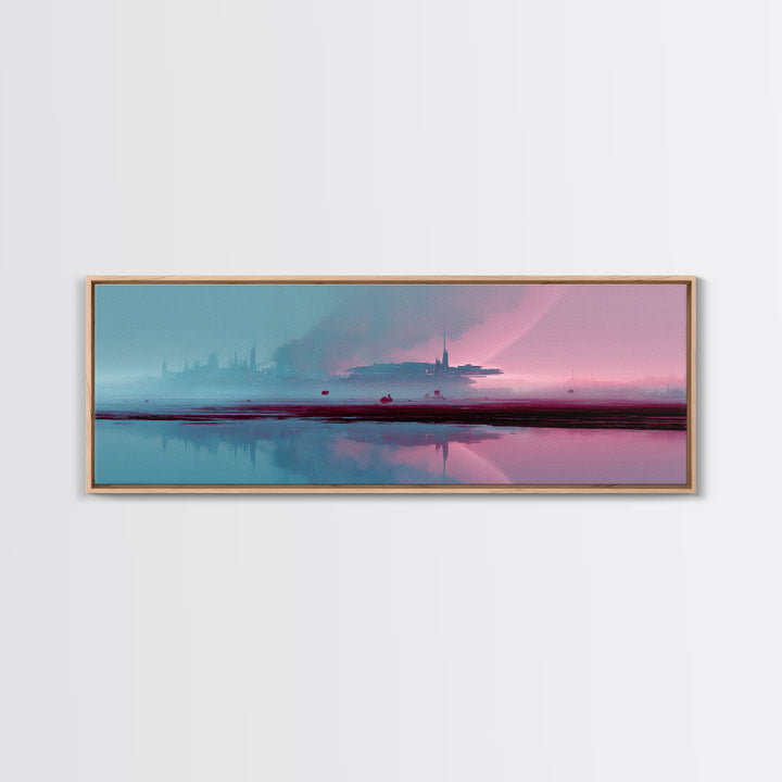 Minimal Spacecraft over a Clean Planet Horizon Canvas Print, Futuristic Art, Canvas Painting, Living Room Decor, Oil Painting, FUT-3x1-71