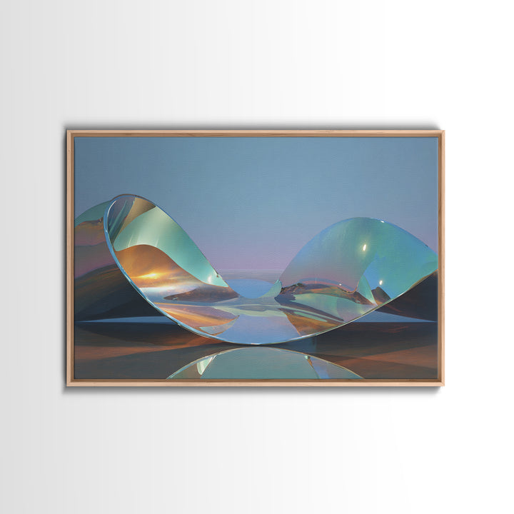 Chrome Abstract Sculpture Framed Canvas Print, Futuristic Art, Statement Artwork, Living Room Decor, Abstract Art, Future, FUT-3x2-95