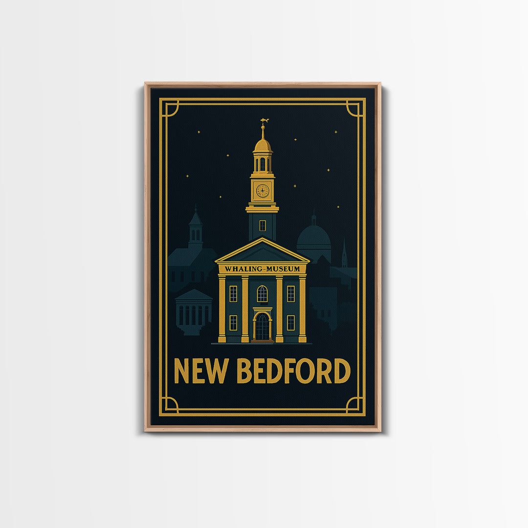 New Bedford Travel Poster, Framed Canvas Print, Luxury Art Deco Poster, New Bedford Poster Print, Travel Poster Art, City Travel Prints