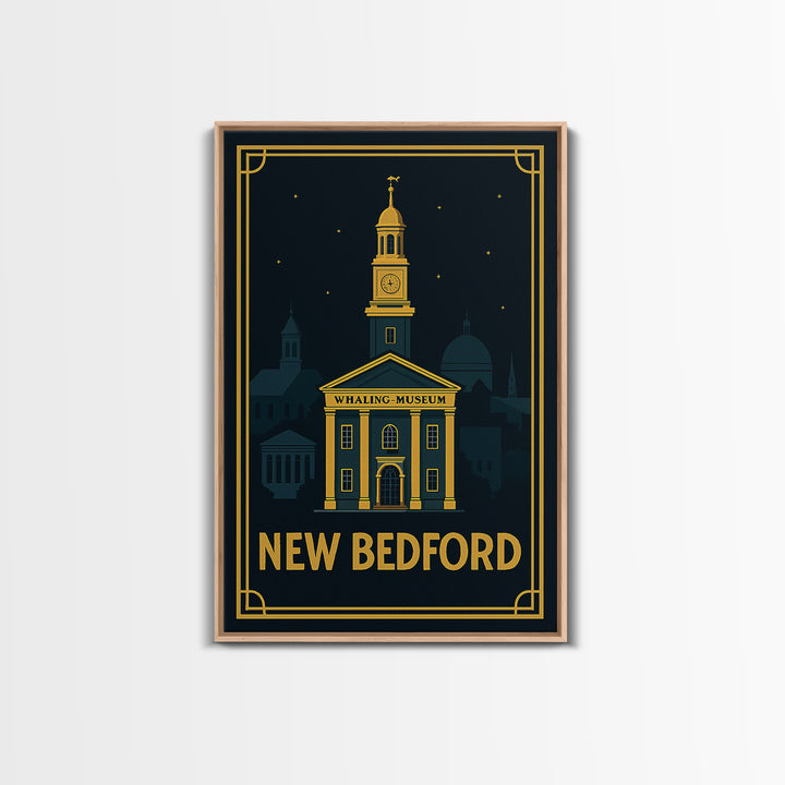 New Bedford Travel Poster, Framed Canvas Print, Luxury Art Deco Poster, New Bedford Poster Print, Travel Poster Art, City Travel Prints