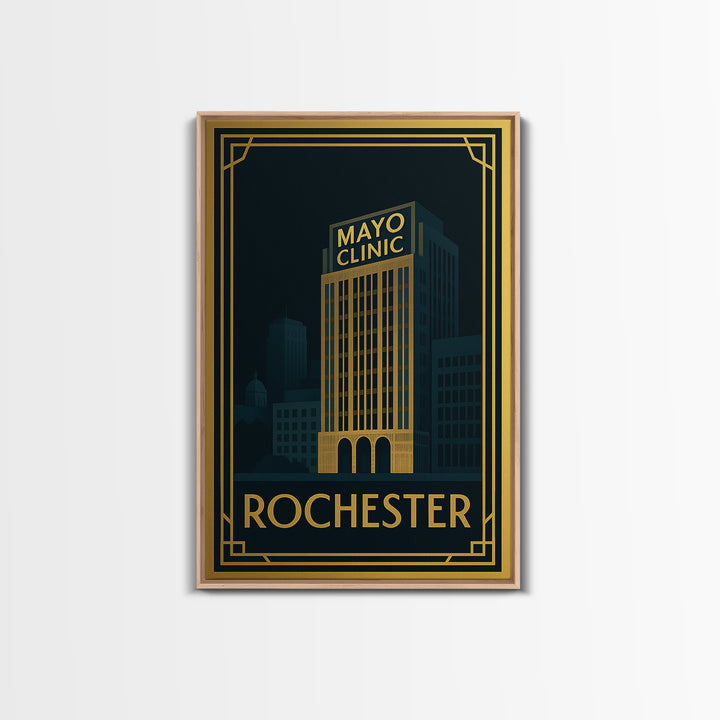 Rochester Travel Poster, Canvas Print, Vintage Deco Travel Art, Rochester Poster Print, Vintage Travel Print, Travel Wall Art, Wall Art