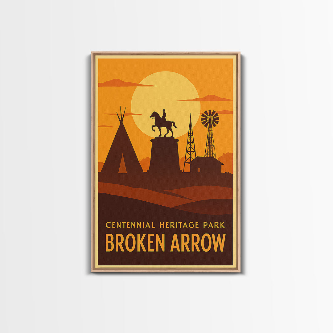 Broken Arrow Travel Poster, Canvas Print, Golden Travel Poster Art, Broken Arrow Travel Art, Vintage City Art, Retro Travel Print