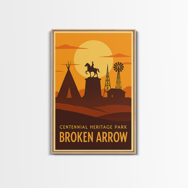 Broken Arrow Travel Poster, Canvas Print, Golden Travel Poster Art, Broken Arrow Travel Art, Vintage City Art, Retro Travel Print