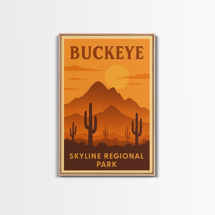 Buckeye Arizona Travel Poster, Framed Canvas Print, Gold Art Deco Poster Art, Buckeye Poster Print, Travel Poster Set, Wanderlust Decor