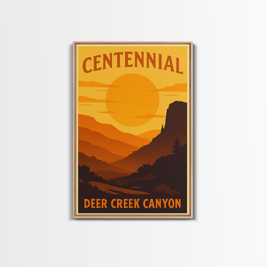 Centennial Colorado Travel Poster, Canvas Print, Golden Travel Poster Art, Centennial City Art, Mid Century Wall Art, Modern Wall Decor