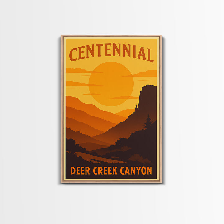 Centennial Colorado Travel Poster, Canvas Print, Golden Travel Poster Art, Centennial City Art, Mid Century Wall Art, Modern Wall Decor
