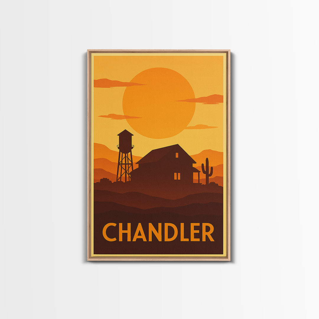 Chandler Travel Poster, Framed Canvas Print, Gold Art Deco Poster Art, Chandler Travel Art, Travel Art Print, Vintage Travel Art