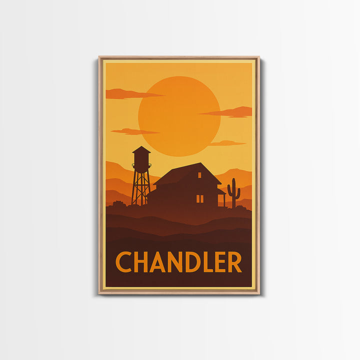 Chandler Travel Poster, Framed Canvas Print, Gold Art Deco Poster Art, Chandler Travel Art, Travel Art Print, Vintage Travel Art