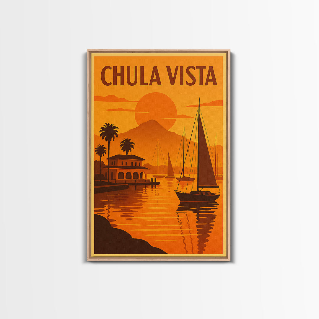 Chula Vista California Travel Poster, Canvas Print, Vintage Deco Wall Art, Chula Vista Art Print, Travel Poster Set, Travel Poster Art