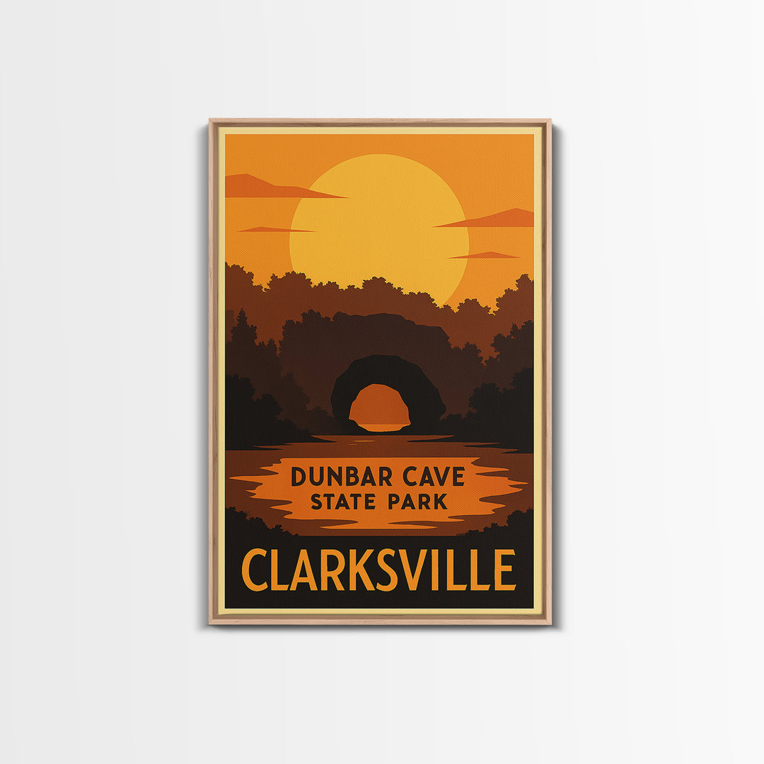 Clarksville Travel Poster, Canvas Print, Warm Sunset Silhouette Art, Clarksville Wall Art, Modern Wall Decor, City Illustration
