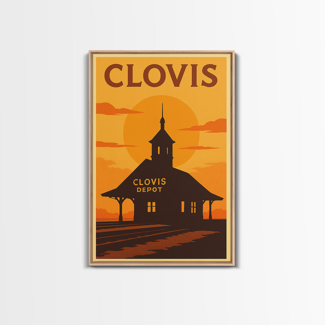Clovis California Travel Poster, Canvas Print, Golden Travel Poster Art, Clovis Wall Art, Wall Decor, City Art Print, Wanderlust Decor