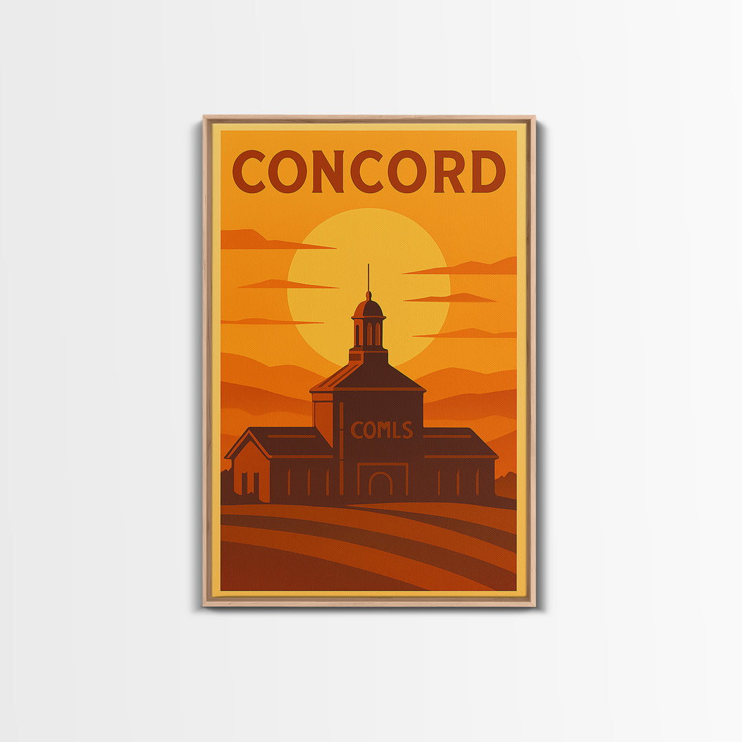 Concord California Travel Poster, Canvas Print, Warm Sunset Silhouette Art, Concord Poster Print, Travel Poster Art, City Illustration