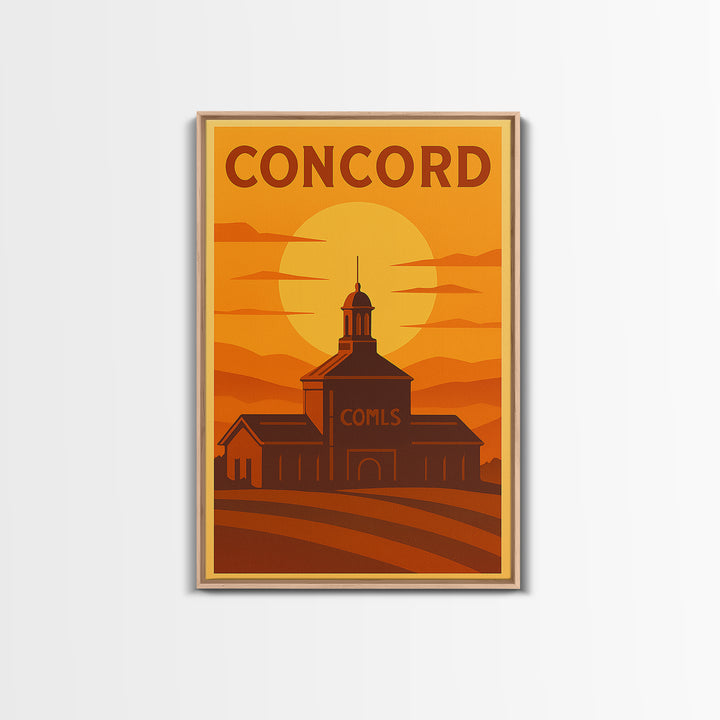 Concord California Travel Poster, Canvas Print, Warm Sunset Silhouette Art, Concord Poster Print, Travel Poster Art, City Illustration