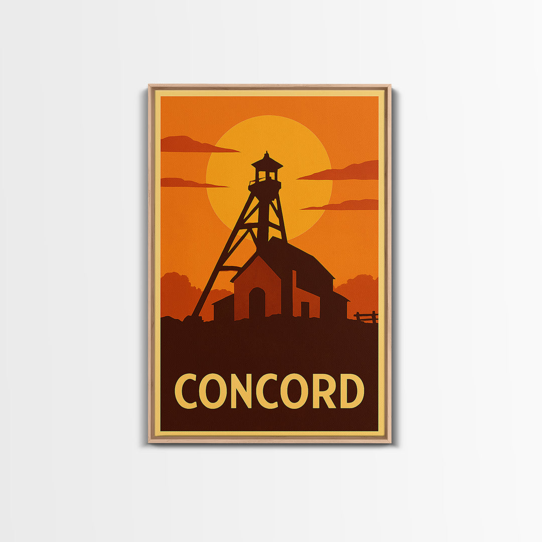 Concord Travel Poster, Canvas Print, Golden Travel Poster Art, Concord Art Print, Travel Wall Art, Travel Poster Art, Travel Art Print