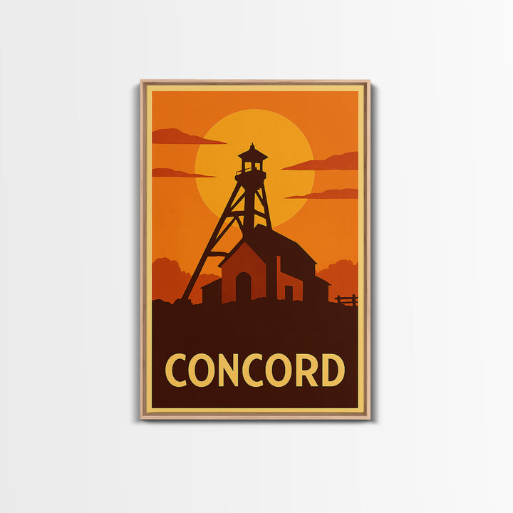 Concord Travel Poster, Canvas Print, Golden Travel Poster Art, Concord Art Print, Travel Wall Art, Travel Poster Art, Travel Art Print