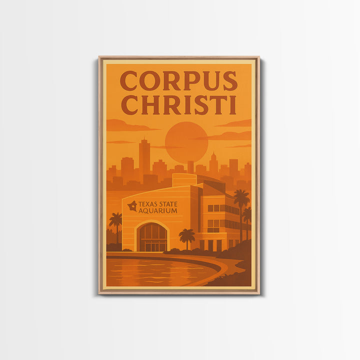 Corpus Christi Texas Travel Poster, Canvas Print, Gold Art Deco Poster Art, Corpus Christi Poster Print, Travel Poster Art, Travel Gift