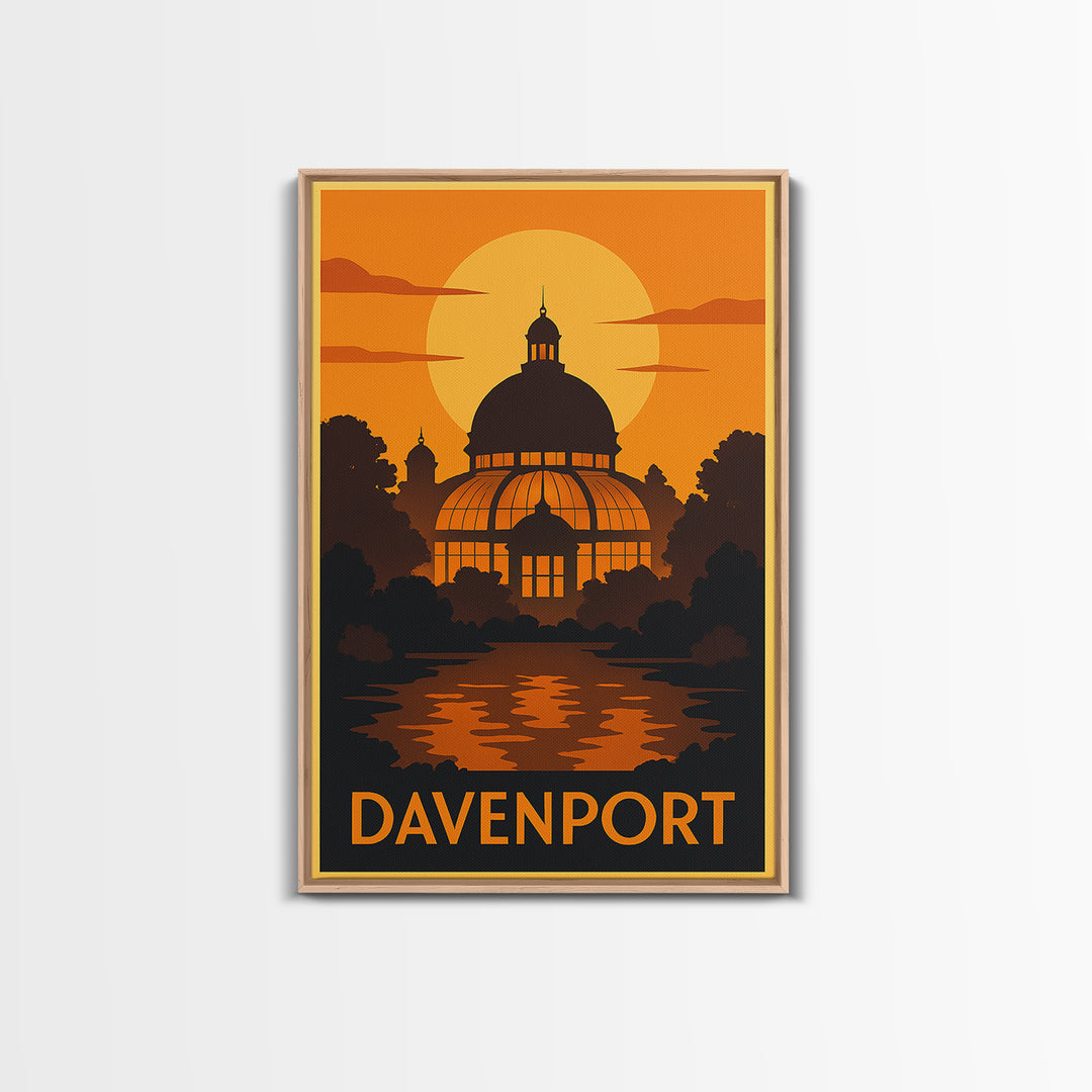 Davenport Iowa Travel Poster, Canvas Print, Golden Travel Poster Art, Davenport Poster Print, Travel Poster Art, Modern Wall Decor, Wall Art