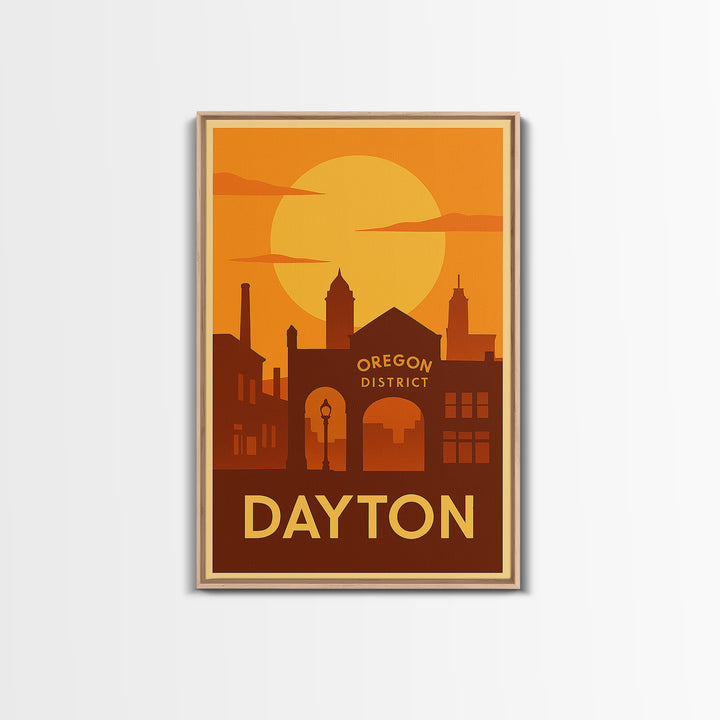 Dayton Travel Poster, Canvas Print, Vintage Deco Wall Art, Dayton City Art, Mid Century Wall Art, Travel Art Print, Gift For Travelers